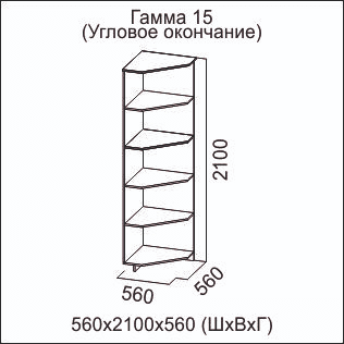 Угловое окончание «Гамма-15» Венге/Дуб млечный размеры