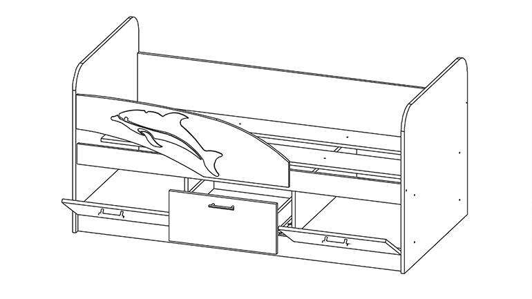 Кровать «Дельфин» 1600 06.222 Голубой металлик